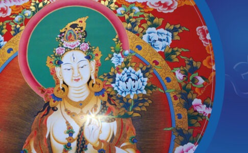 Tara blanche sur thangka à la Fondation Poorna-Jnana Yoga